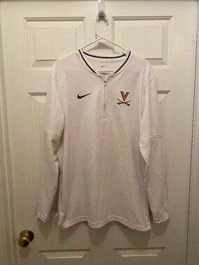 Nike Virginia UVA Cavaliers Football Team Issued White 1/2 Zip Pullover Large